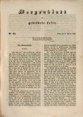 Morgenblatt für gebildete Leser (Morgenblatt für gebildete Stände) Freitag 20. Februar 1846