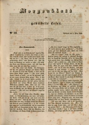 Morgenblatt für gebildete Leser (Morgenblatt für gebildete Stände) Mittwoch 4. März 1846