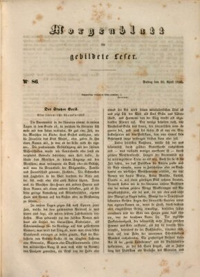 Morgenblatt für gebildete Leser (Morgenblatt für gebildete Stände) Freitag 10. April 1846