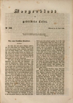 Morgenblatt für gebildete Leser (Morgenblatt für gebildete Stände) Mittwoch 29. April 1846