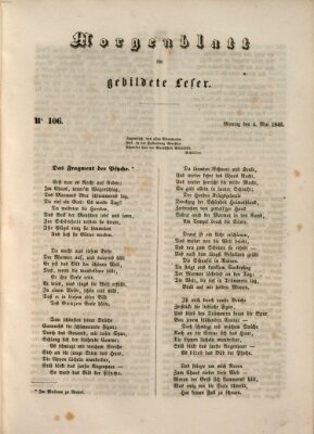 Morgenblatt für gebildete Leser (Morgenblatt für gebildete Stände) Montag 4. Mai 1846