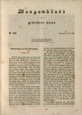 Morgenblatt für gebildete Leser (Morgenblatt für gebildete Stände) Freitag 5. Juni 1846