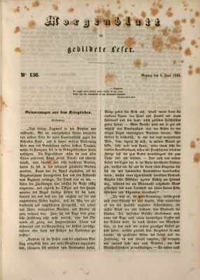 Morgenblatt für gebildete Leser (Morgenblatt für gebildete Stände) Montag 8. Juni 1846