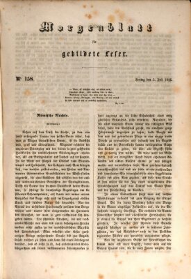 Morgenblatt für gebildete Leser (Morgenblatt für gebildete Stände) Freitag 3. Juli 1846