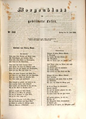 Morgenblatt für gebildete Leser (Morgenblatt für gebildete Stände) Freitag 31. Juli 1846