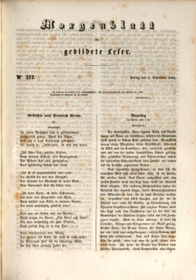 Morgenblatt für gebildete Leser (Morgenblatt für gebildete Stände) Freitag 4. September 1846