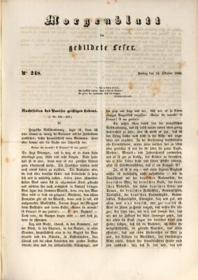 Morgenblatt für gebildete Leser (Morgenblatt für gebildete Stände) Freitag 16. Oktober 1846