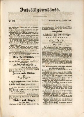 Morgenblatt für gebildete Leser (Morgenblatt für gebildete Stände) Mittwoch 28. Oktober 1846