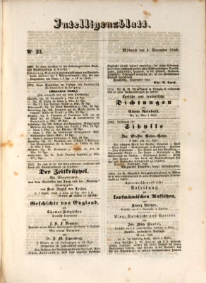 Morgenblatt für gebildete Leser (Morgenblatt für gebildete Stände) Mittwoch 4. November 1846