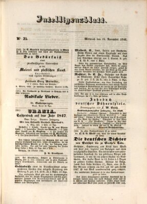 Morgenblatt für gebildete Leser (Morgenblatt für gebildete Stände) Mittwoch 18. November 1846