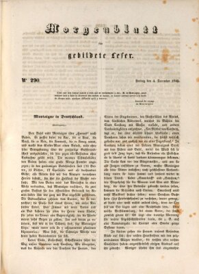 Morgenblatt für gebildete Leser (Morgenblatt für gebildete Stände) Freitag 4. Dezember 1846