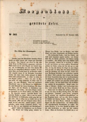 Morgenblatt für gebildete Leser (Morgenblatt für gebildete Stände) Samstag 19. Dezember 1846