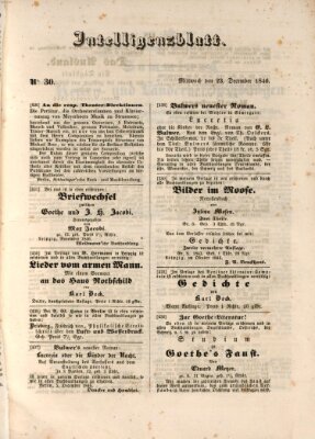 Morgenblatt für gebildete Leser (Morgenblatt für gebildete Stände) Mittwoch 23. Dezember 1846