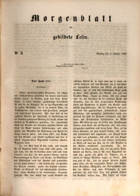 Morgenblatt für gebildete Leser (Morgenblatt für gebildete Stände) Montag 4. Januar 1847