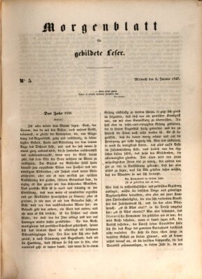 Morgenblatt für gebildete Leser (Morgenblatt für gebildete Stände) Mittwoch 6. Januar 1847