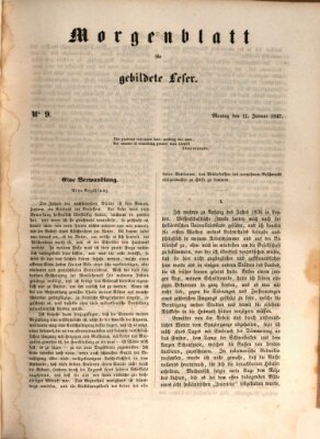 Morgenblatt für gebildete Leser (Morgenblatt für gebildete Stände) Montag 11. Januar 1847