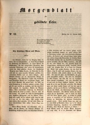 Morgenblatt für gebildete Leser (Morgenblatt für gebildete Stände) Freitag 15. Januar 1847