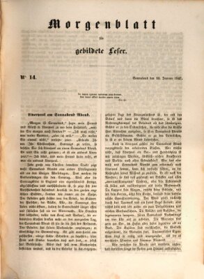 Morgenblatt für gebildete Leser (Morgenblatt für gebildete Stände) Samstag 16. Januar 1847