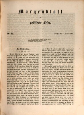 Morgenblatt für gebildete Leser (Morgenblatt für gebildete Stände) Dienstag 26. Januar 1847