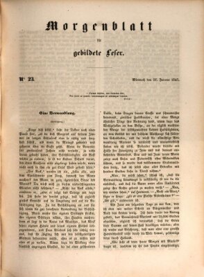 Morgenblatt für gebildete Leser (Morgenblatt für gebildete Stände) Mittwoch 27. Januar 1847