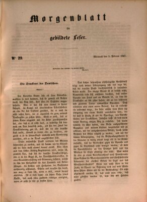 Morgenblatt für gebildete Leser (Morgenblatt für gebildete Stände) Mittwoch 3. Februar 1847