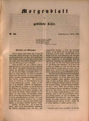 Morgenblatt für gebildete Leser (Morgenblatt für gebildete Stände) Donnerstag 4. Februar 1847