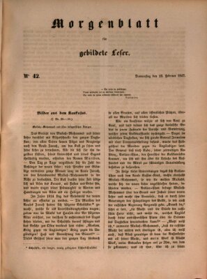 Morgenblatt für gebildete Leser (Morgenblatt für gebildete Stände) Donnerstag 18. Februar 1847