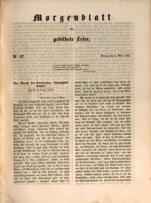 Morgenblatt für gebildete Leser (Morgenblatt für gebildete Stände) Montag 8. März 1847