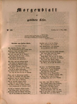 Morgenblatt für gebildete Leser (Morgenblatt für gebildete Stände) Dienstag 9. März 1847