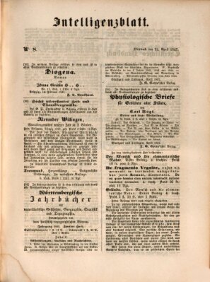 Morgenblatt für gebildete Leser (Morgenblatt für gebildete Stände) Mittwoch 21. April 1847