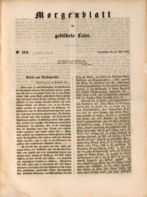 Morgenblatt für gebildete Leser (Morgenblatt für gebildete Stände) Donnerstag 13. Mai 1847