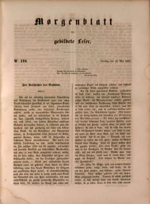 Morgenblatt für gebildete Leser (Morgenblatt für gebildete Stände) Dienstag 18. Mai 1847