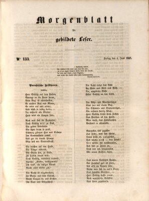 Morgenblatt für gebildete Leser (Morgenblatt für gebildete Stände) Freitag 4. Juni 1847