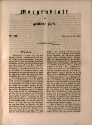 Morgenblatt für gebildete Leser (Morgenblatt für gebildete Stände) Mittwoch 9. Juni 1847