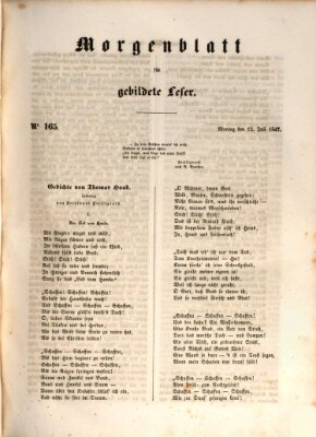 Morgenblatt für gebildete Leser (Morgenblatt für gebildete Stände) Montag 12. Juli 1847