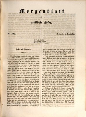 Morgenblatt für gebildete Leser (Morgenblatt für gebildete Stände) Dienstag 3. August 1847