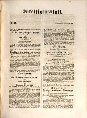 Morgenblatt für gebildete Leser (Morgenblatt für gebildete Stände) Mittwoch 18. August 1847