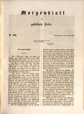 Morgenblatt für gebildete Leser (Morgenblatt für gebildete Stände) Samstag 28. August 1847