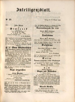 Morgenblatt für gebildete Leser (Morgenblatt für gebildete Stände) Freitag 22. Oktober 1847