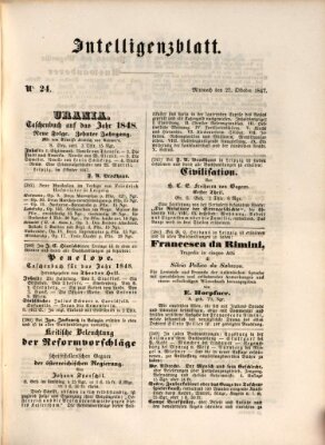 Morgenblatt für gebildete Leser (Morgenblatt für gebildete Stände) Mittwoch 27. Oktober 1847