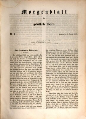 Morgenblatt für gebildete Leser (Morgenblatt für gebildete Stände) Montag 3. Januar 1848