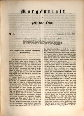 Morgenblatt für gebildete Leser (Morgenblatt für gebildete Stände) Dienstag 4. Januar 1848