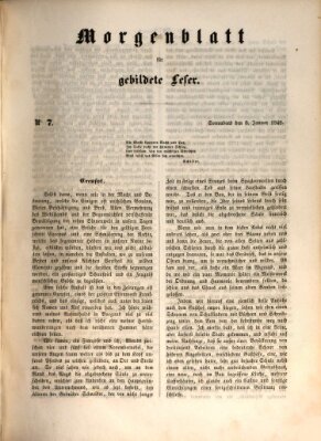 Morgenblatt für gebildete Leser (Morgenblatt für gebildete Stände) Samstag 8. Januar 1848