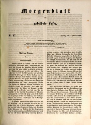 Morgenblatt für gebildete Leser (Morgenblatt für gebildete Stände) Dienstag 1. Februar 1848