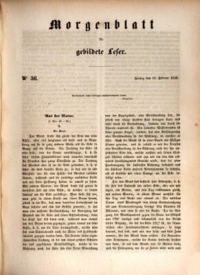 Morgenblatt für gebildete Leser (Morgenblatt für gebildete Stände) Freitag 11. Februar 1848