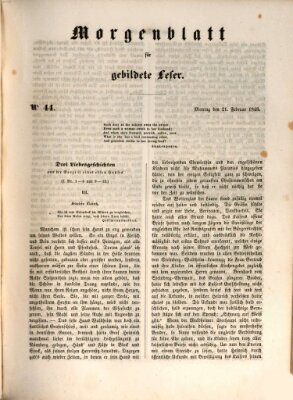 Morgenblatt für gebildete Leser (Morgenblatt für gebildete Stände) Montag 21. Februar 1848