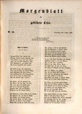 Morgenblatt für gebildete Leser (Morgenblatt für gebildete Stände) Donnerstag 2. März 1848