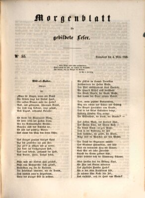 Morgenblatt für gebildete Leser (Morgenblatt für gebildete Stände) Samstag 4. März 1848