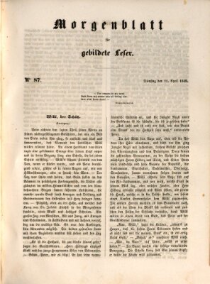 Morgenblatt für gebildete Leser (Morgenblatt für gebildete Stände) Dienstag 11. April 1848