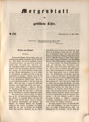 Morgenblatt für gebildete Leser (Morgenblatt für gebildete Stände) Donnerstag 11. Mai 1848